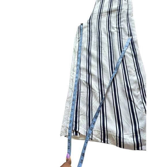1.State Pants Blue White Stretch Nautical Beachy Cropped Relaxed Pants Medium - Picture 10 of 11